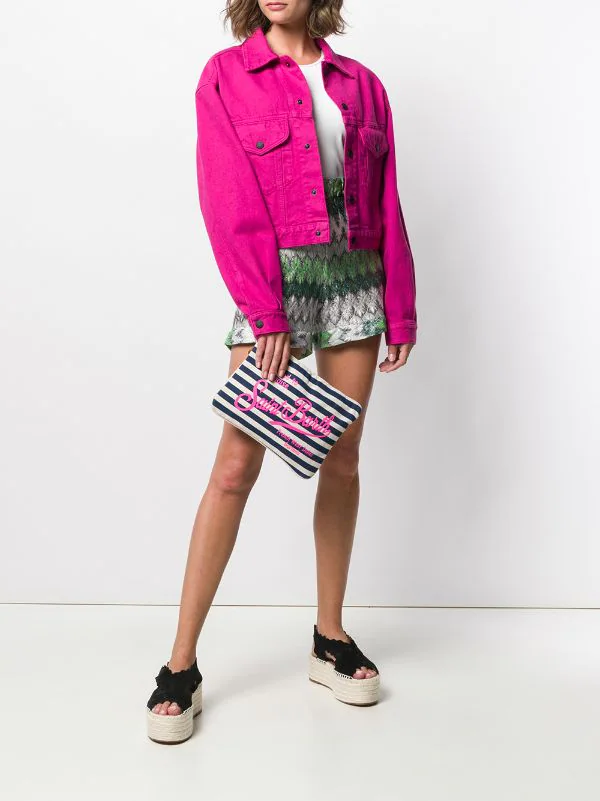 ( Neue Saison ) MC2 Saint Barth LIN61 RIGATINO BLUE Gestreifte 'Parisienne' Clutch Damen 4 ( Neue Saison ) MC2 Saint Barth LIN61 RIGATINO BLUE Gestreifte 'Parisienne' Clutch Damen – Bild 2