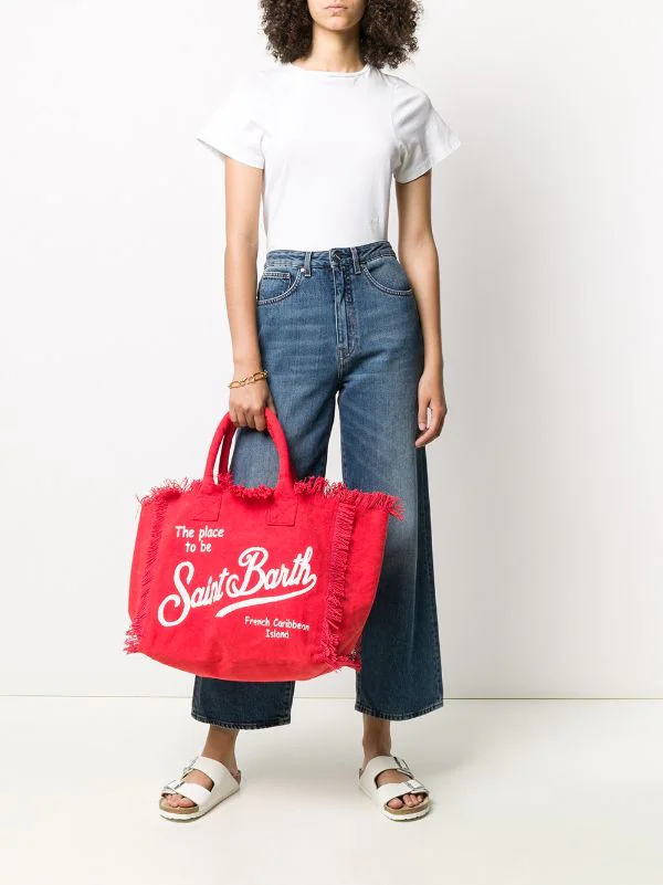 MC2 Saint Barth ROSSO Strandtasche Mit Logo Damen 4 MC2 Saint Barth ROSSO Strandtasche Mit Logo Damen – Bild 2