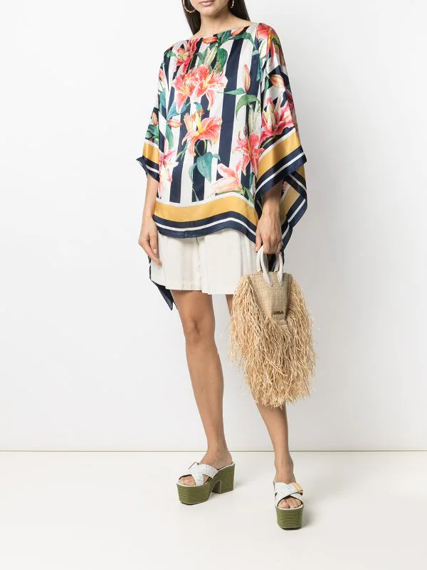 MC2 Saint Barth HIBISCUS STRIPE 0161 Kaftan Aus Seide Damen 4 MC2 Saint Barth HIBISCUS STRIPE 0161 Kaftan Aus Seide Damen – Bild 2