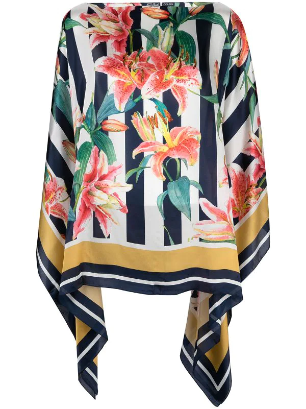 MC2 Saint Barth HIBISCUS STRIPE 0161 Kaftan Aus Seide Damen 3 MC2 Saint Barth HIBISCUS STRIPE 0161 Kaftan Aus Seide Damen