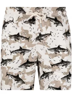 MC2 Saint Barth Camoshark Badeshorts Mit Hai-Print Herren