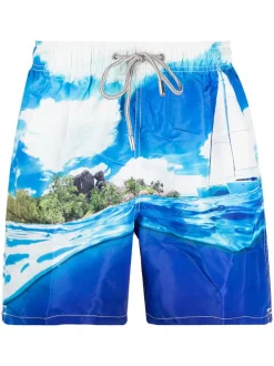 MC2 Saint Barth Badeshorts Mit Tropischem Print Herren