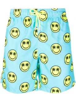 ( Positively Conscious ) MC2 Saint Barth Badeshorts Mit Palmen-Print PLSM56 LIGHT BLUE