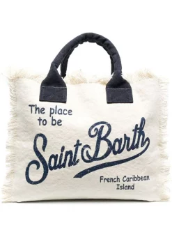 ( Neue Saison ) MC2 Saint Barth 1160 BEIGE/ BLU Vanity Handtasche Mit Fransen Damen
