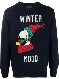 MC2 Saint Barth Winter Mood Intarsien-Pullover SNSL61 SNOOPY SLED 61