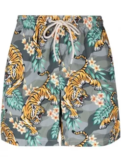( Neue Saison ) MC2 Saint Barth Badeshorts Mit Tiger-Print Herren