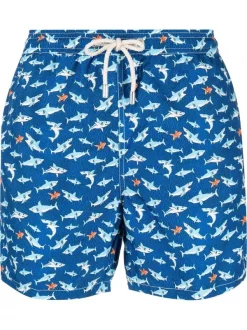 ( Neue Saison ) MC2 Saint Barth 61 SHARKYSEA Badeshorts Mit Hai-Print Herren