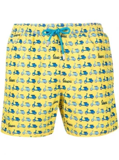 ( Neue Saison ) MC2 Saint Barth MINI VESPA91 YELLOW Badeshorts Mit Vespa-Print Herren