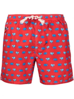( Neue Saison ) MC2 Saint Barth Badeshorts Mit Print MICRO HIPPO 4131 RED