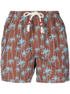 ( Neue Saison ) MC2 Saint Barth 00992B BROWN Badeshorts Mit Palmen-Print Herren