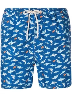 ( Neue Saison ) MC2 Saint Barth 00329B NAVY Badeshorts Mit Cartoon-Print Herren