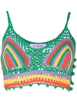 ( Neue Saison ) MC2 Saint Barth Gestricktes Cropped-Top 02913B GREEN