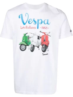 ( Neue Saison ) MC2 Saint Barth T-Shirt Mit Vespa-Print Herren