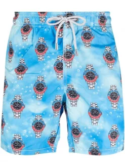 ( Neue Saison ) MC2 Saint Barth WATER WATCH 31 Gustavia Badeshorts Mit Uhren-Print Herren