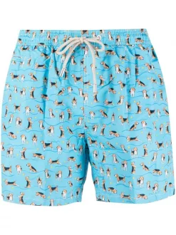 ( Neue Saison ) MC2 Saint Barth BEAGLE POSE 31 Badeshorts Mit Hunde-Print Herren