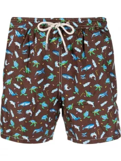( Neue Saison ) MC2 Saint Barth Badeshorts Mit Fische-Print Herren