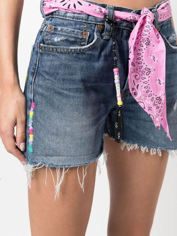 ( Neue Saison ) MC2 Saint Barth 02201B BLUE Jeans-Shorts Mit Paisleymuster Damen 7 ( Neue Saison ) MC2 Saint Barth 02201B BLUE Jeans-Shorts Mit Paisleymuster Damen – Bild 5