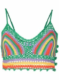 ( Neue Saison ) MC2 Saint Barth Gehäkeltes Cropped-Top 02913B GREEN