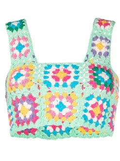 ( Neue Saison ) MC2 Saint Barth Gehäkeltes Cropped-Top 00524B GREEN