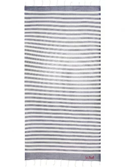 ( Neue Saison ) MC2 Saint Barth LIG61 BLUE/WHITE Gestreiftes Badetuch Mit Logo Herren -MC2 Saint Barth Geschäft 18269227 39012917 600