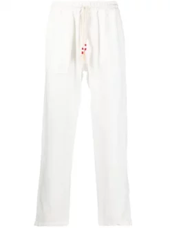 ( Neue Saison ) MC2 Saint Barth 00311B 01 WHITE Gerade Hose Mit Logo-Patch Herren