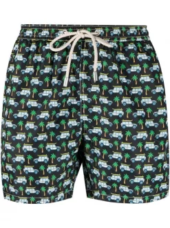 ( Neue Saison ) MC2 Saint Barth Badeshorts Mit Grafischem Print 01048B00 BLACK