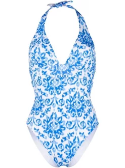 ( Neue Saison ) MC2 Saint Barth IKATBLUR Multicolore Neckholder-Badeanzug Damen