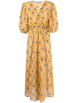 ( Neue Saison ) MC2 Saint Barth Wickelkleid Mit Kurzen Ärmeln IKAT GEOMETRIC 9651