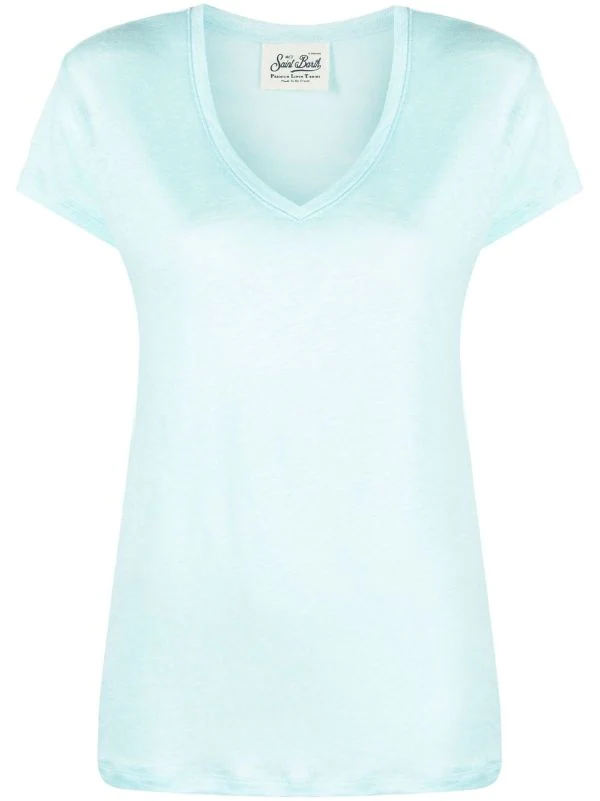 ( Neue Saison ) MC2 Saint Barth Leinen-T-Shirt Mit V-Ausschnitt Damen 3 ( Neue Saison ) MC2 Saint Barth Leinen-T-Shirt Mit V-Ausschnitt Damen