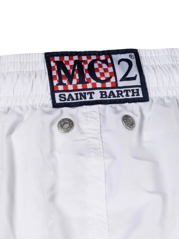 ( Neue Saison ) MC2 Saint Barth 00311B WHITE Badeshorts Mit Logo-Patch Herren 5 ( Neue Saison ) MC2 Saint Barth 00311B WHITE Badeshorts Mit Logo-Patch Herren – Bild 3