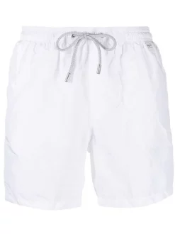 ( Neue Saison ) MC2 Saint Barth 00311B WHITE Badeshorts Mit Logo-Patch Herren