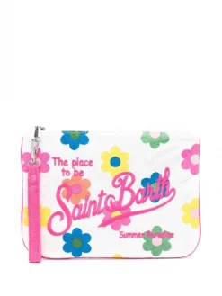 ( Neue Saison ) MC2 Saint Barth EMB HAPPY DAIDY COL Clutch Mit Blumen-Print Damen