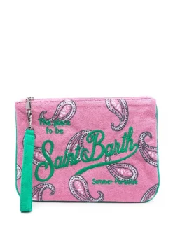 ( Neue Saison ) MC2 Saint Barth Bestickte Clutch Aus Frottee Damen