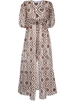 ( Neue Saison ) MC2 Saint Barth IKAT CLASSIC 1801 Maxikleid Mit Geometrischem Print Damen