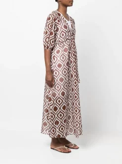 ( Neue Saison ) MC2 Saint Barth IKAT CLASSIC 1801 Maxikleid Mit Geometrischem Print Damen -MC2 Saint Barth Geschäft 18376149 39361060 600