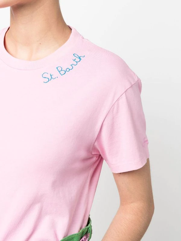 ( Neue Saison ) MC2 Saint Barth Rose-pink T-Shirt Mit Aufgesticktem Logo Damen 7 ( Neue Saison ) MC2 Saint Barth Rose-pink T-Shirt Mit Aufgesticktem Logo Damen – Bild 5