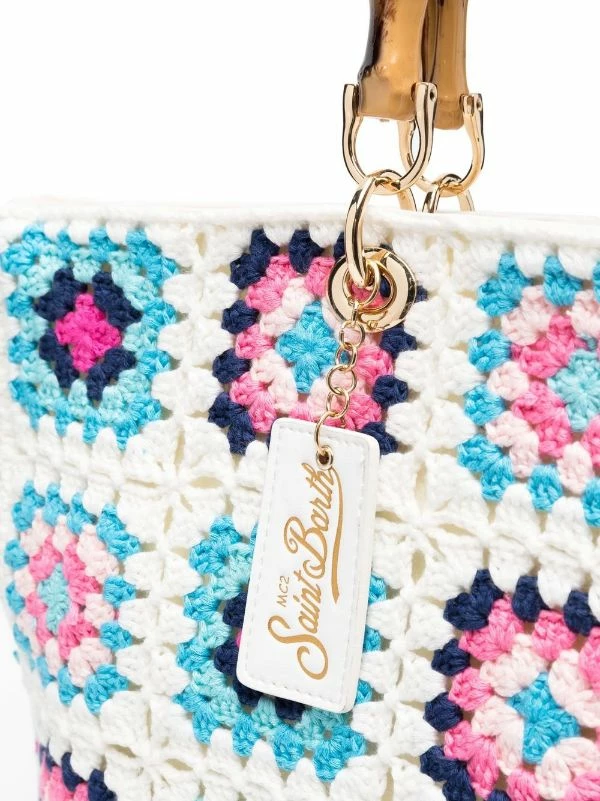 ( Neue Saison ) MC2 Saint Barth 02070B WHITE MULTICOLOR Gehäkelter Victoria Shopper Damen 6 ( Neue Saison ) MC2 Saint Barth 02070B WHITE MULTICOLOR Gehäkelter Victoria Shopper Damen – Bild 4