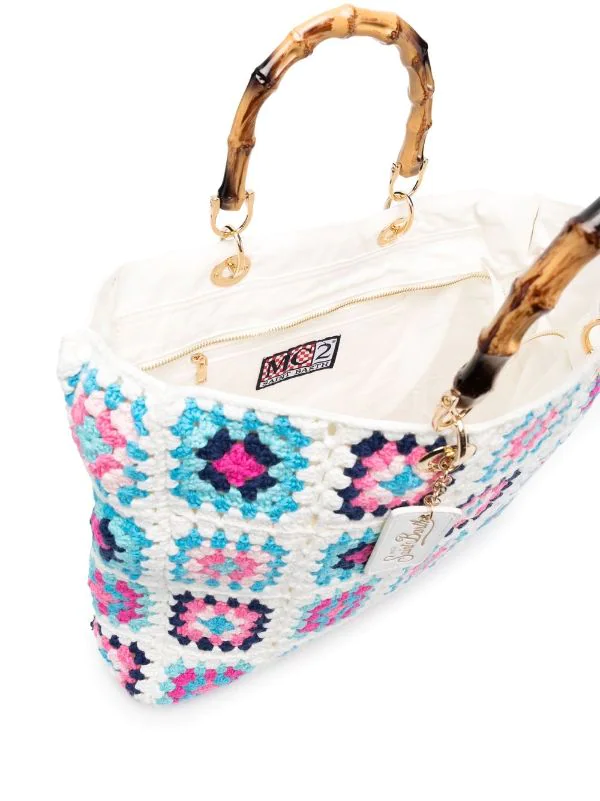 ( Neue Saison ) MC2 Saint Barth 02070B WHITE MULTICOLOR Gehäkelter Victoria Shopper Damen 7 ( Neue Saison ) MC2 Saint Barth 02070B WHITE MULTICOLOR Gehäkelter Victoria Shopper Damen – Bild 5