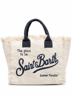 MC2 Saint Barth Geschäft 7 ( Neue Saison ) MC2 Saint Barth 01592B NEUTRAL Strandtasche Mit Logo Damen