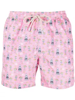 ( Neue Saison ) MC2 Saint Barth Badeshorts Mit Cocktail-Print Herren