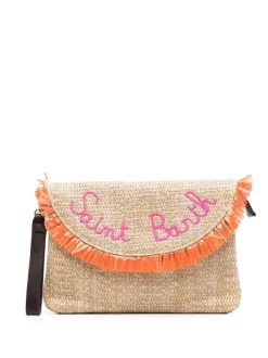 ( Neue Saison ) MC2 Saint Barth Multicolore Bestickte Stroh-Clutch Damen