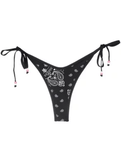 ( Neue Saison ) MC2 Saint Barth 01981B NERO BIANCO Bikinihöschen Mit Paisley-Print Damen