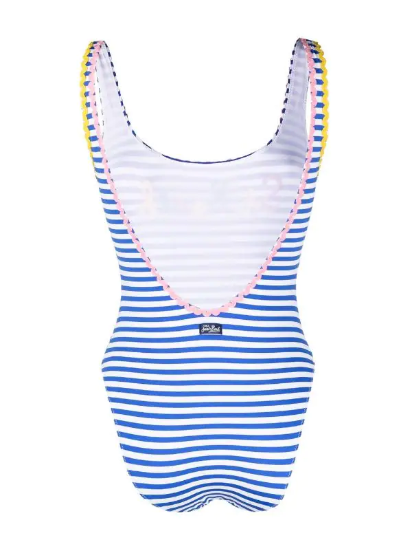 ( Neue Saison ) MC2 Saint Barth WHITE Gestreifter Lora Badeanzug Damen 4 ( Neue Saison ) MC2 Saint Barth WHITE Gestreifter Lora Badeanzug Damen – Bild 2