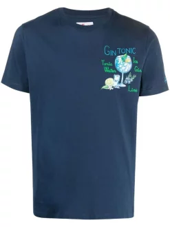 ( Neue Saison ) MC2 Saint Barth T-Shirt Mit Grafischem Print 00223B EMB GIN GLASS 61