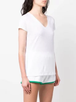 ( Neue Saison ) MC2 Saint Barth Leinen-T-Shirt Mit V-Ausschnitt 01 WHITE -MC2 Saint Barth Geschäft 18481892 39773686 600