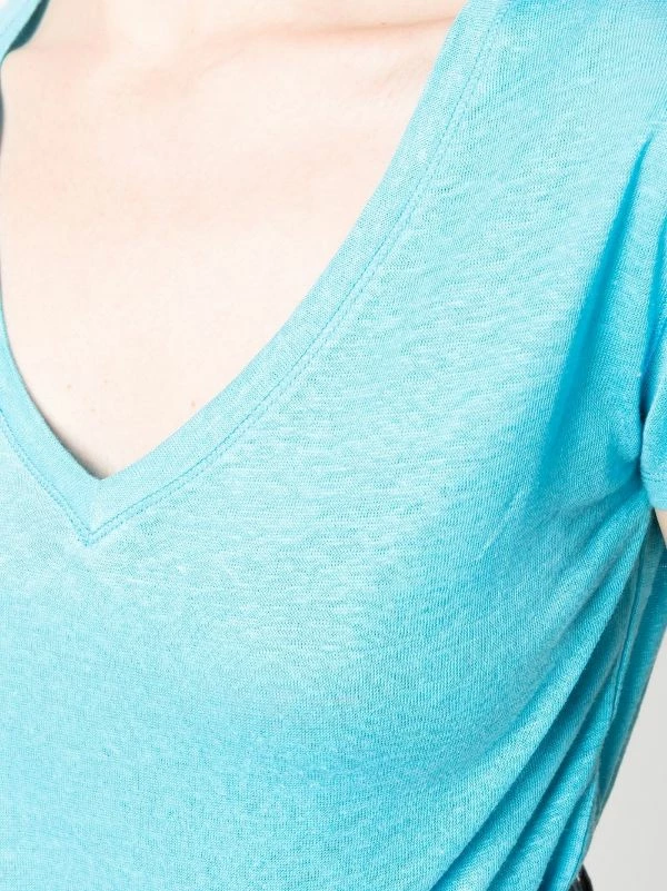 ( Neue Saison ) MC2 Saint Barth Leinen-T-Shirt Mit V-Ausschnitt 32 TURCHESE 7 ( Neue Saison ) MC2 Saint Barth Leinen-T-Shirt Mit V-Ausschnitt 32 TURCHESE – Bild 5