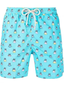 ( Neue Saison ) MC2 Saint Barth 02569B FLOAT DOG 31 Badeshorts Mit Bulldoggen-Print Herren
