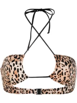 ( Neue Saison ) MC2 Saint Barth SAND LEOPARD 11 Dahlias Leopard-print Bikini Top Damen